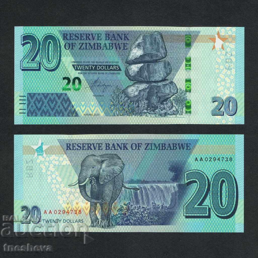 ZIMBABWE 20 DOLLARS 2020 G HYBRID -UNC