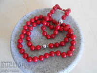 Red Coral necklace and bracelet, silver magn. fasten 925