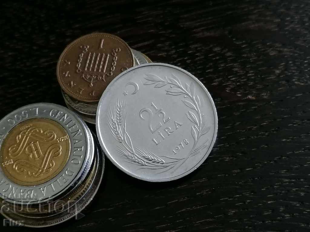 Coin - Turkey - 2 and 1/2 Lira | 1978