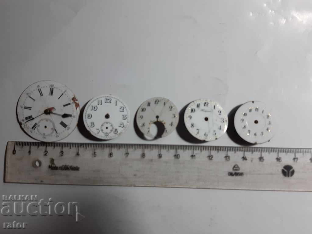 Cadranuri din porțelan pentru ceasuri de buzunar vechi - 5 bucăți