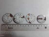 Порцеланови циферблати за стари джобни часовници - 4 броя