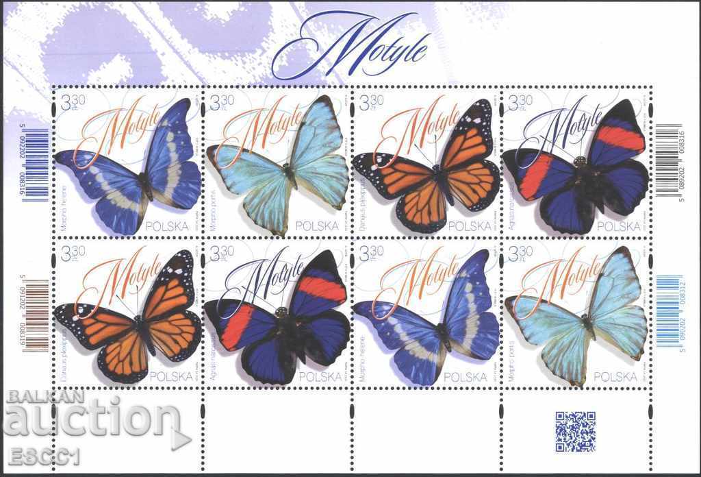 Чисти марки малък лист Фауна Насекоми Пеперуди 2020 от Полша