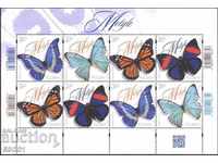 Чисти марки малък лист Фауна Насекоми Пеперуди 2020 от Полша
