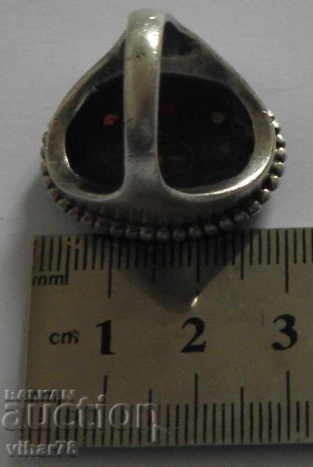 OLD SILVER RING WITH STONES - 5 OLD SILVER RING WITH STONES - 5