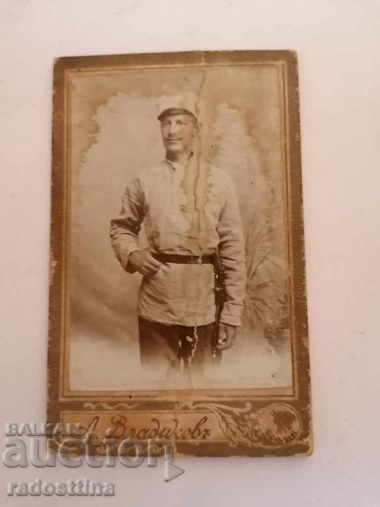 Photo cardboard photograph Tsar's soldier A. Vladikov