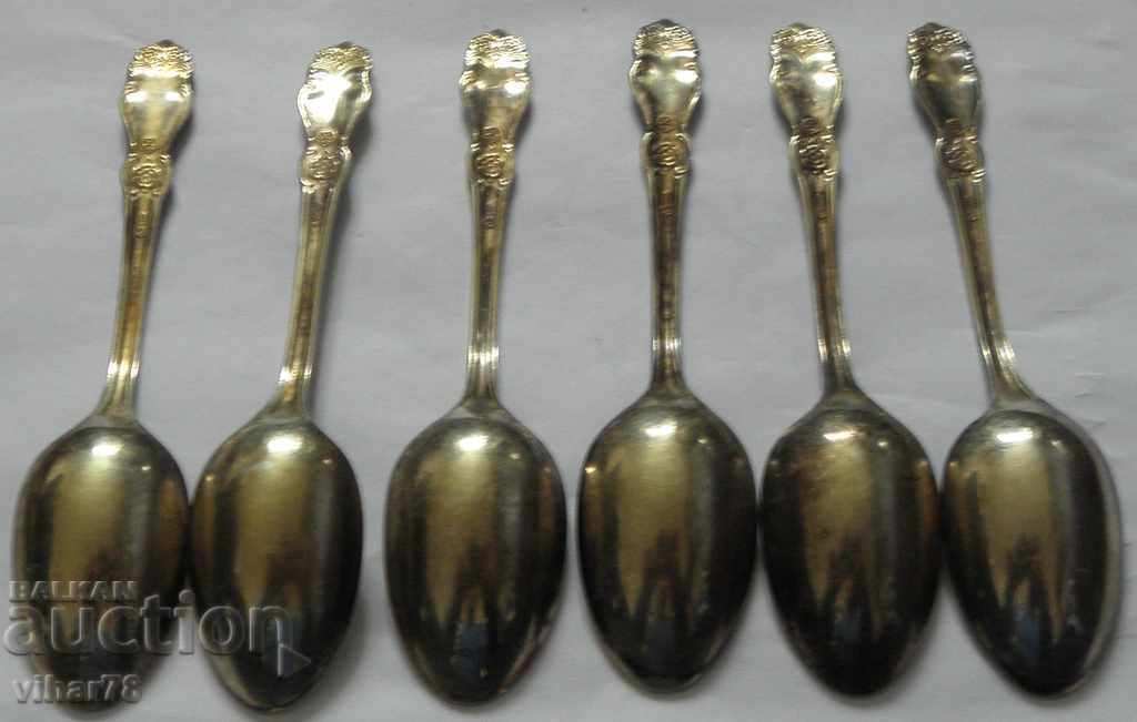 Lot of 6 pcs. old thick silver-plated spoons - 5 Lot of 6 pcs. old thick silver-plated spoons - 5