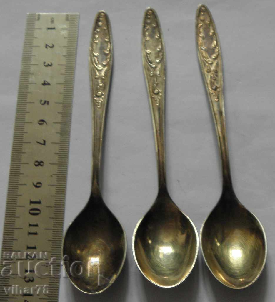 Auction Lot of 3 pcs. old thick silver-plated spoons Auction Lot of 3 pcs. old thick silver-plated spoons