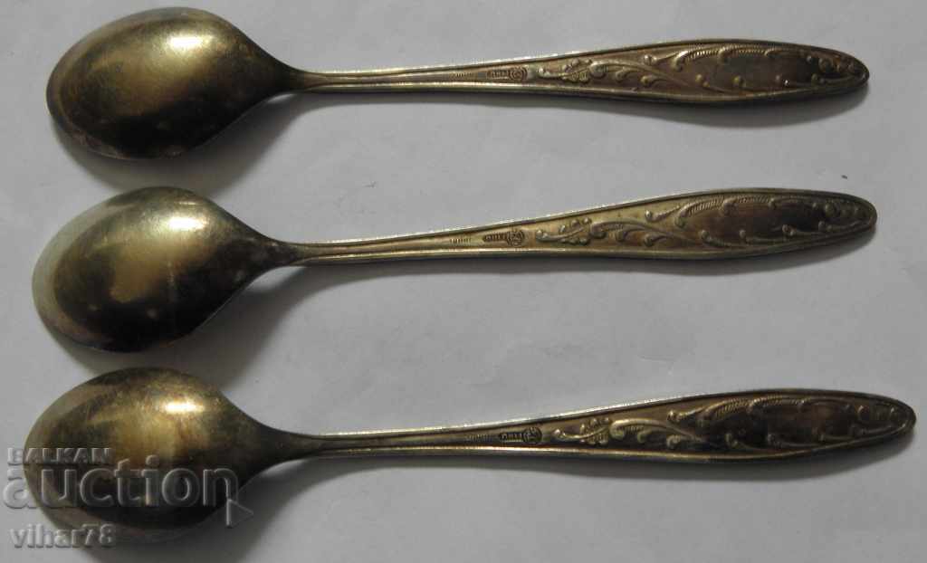Lot of 3 old thick silver-plated spoons - 5 Lot of 3 old thick silver-plated spoons - 5