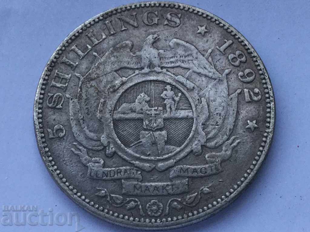 South Africa 5 shillings 1892 very rare silver coin