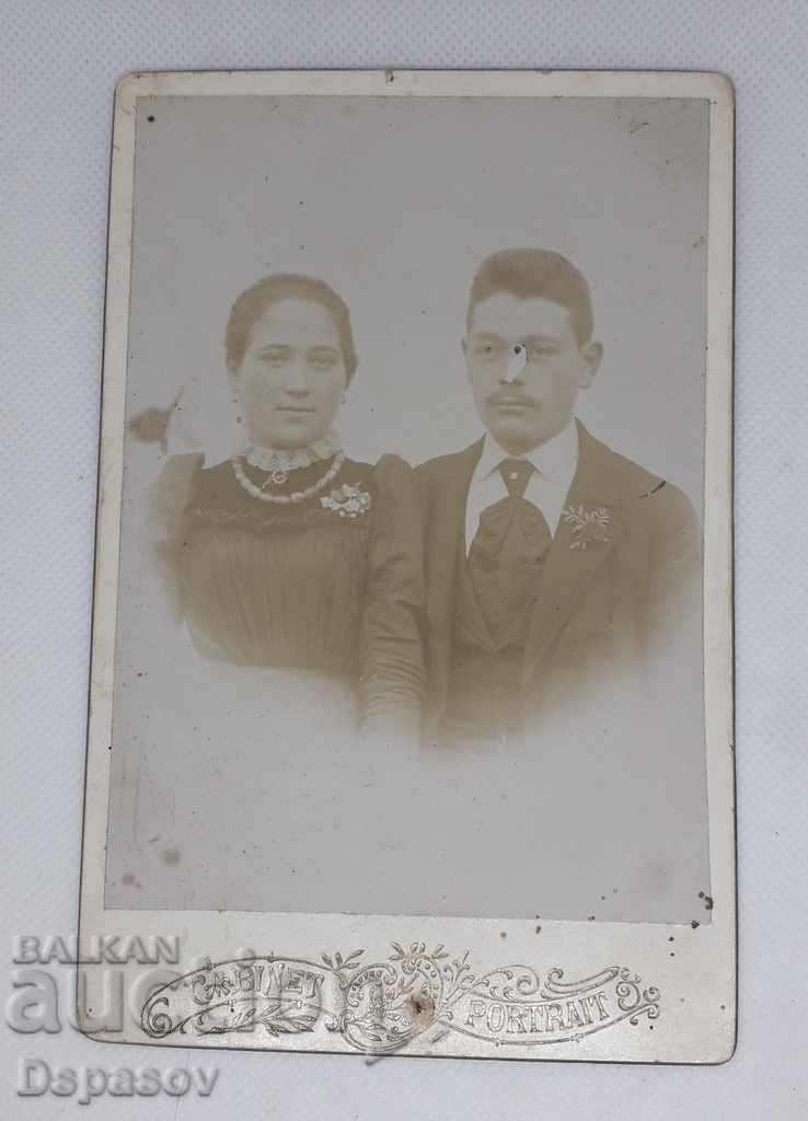 Царска Стара Снимка Твърд Картон мъж и жена Фотография