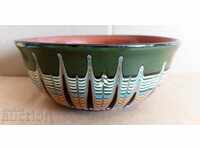 LARGE COLORED CERAMIC BOWL PLATE IN EXCELLENT CONDITION