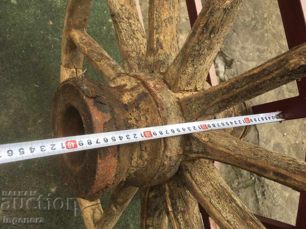 Auction  OX WAGON WHEEL, LARGE ANTIQUE F 100 CM