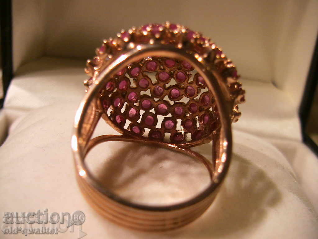 Auction MAGNIFICENT SILVER RUBY RING, 925 SILVER, GOLD PLATED Auction MAGNIFICENT SILVER RUBY RING, 925 SILVER, GOLD PLATED