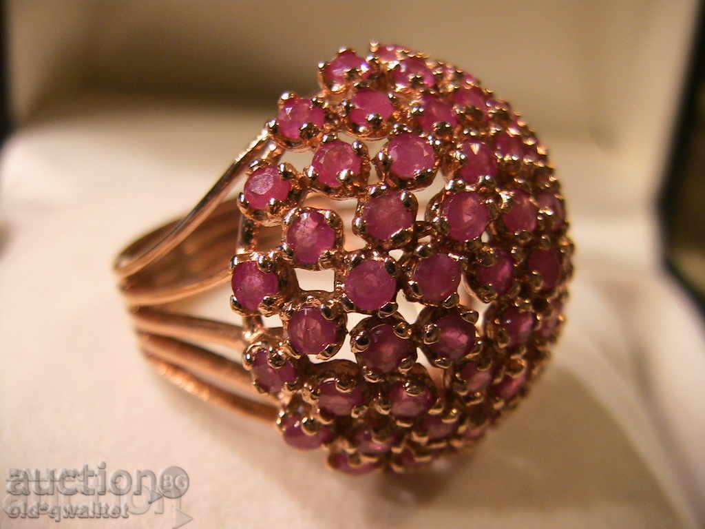 MAGNIFICENT SILVER RUBY RING, 925 SILVER, GOLD PLATED - 5 MAGNIFICENT SILVER RUBY RING, 925 SILVER, GOLD PLATED - 5