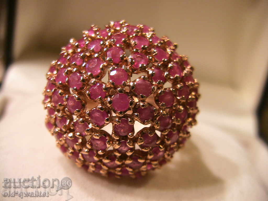 MAGNIFICENT SILVER RUBY RING, 925 SILVER, GOLD PLATED - 6 MAGNIFICENT SILVER RUBY RING, 925 SILVER, GOLD PLATED - 6