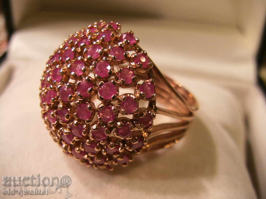 MAGNIFICENT SILVER RUBY RING, 925 SILVER, GOLD PLATED - 7 MAGNIFICENT SILVER RUBY RING, 925 SILVER, GOLD PLATED - 7