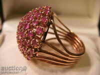 MAGNIFICENT SILVER RUBY RING, 925 SILVER, GOLD PLATED
