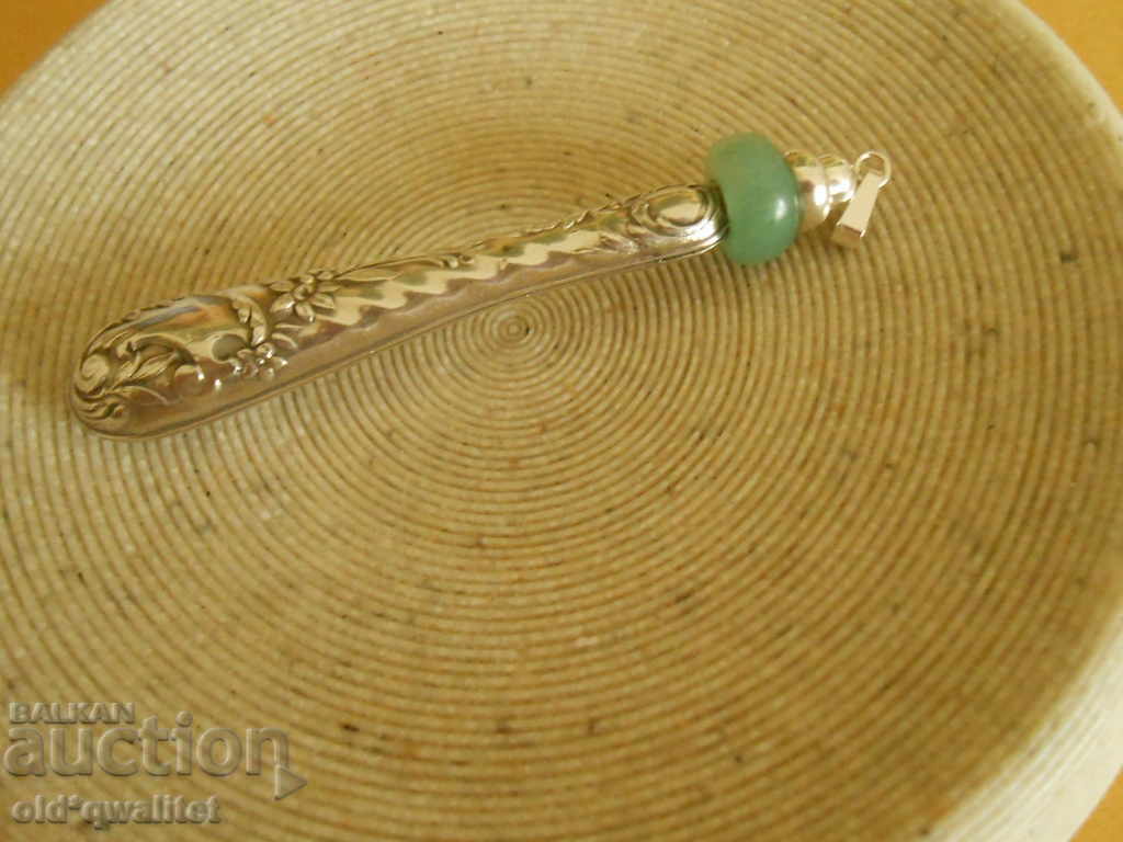 Auction Old original SILVER MEDALLION with Aventurine, 70/11 mm Auction Old original SILVER MEDALLION with Aventurine, 70/11 mm