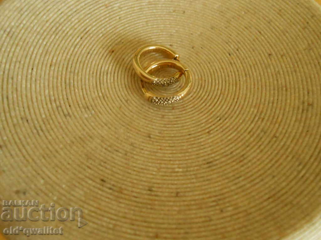 Silver earrings with Diamonds silver 925, gilding, stamps - 7