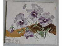 Стара Френска релефна поздравителна картичка цветя