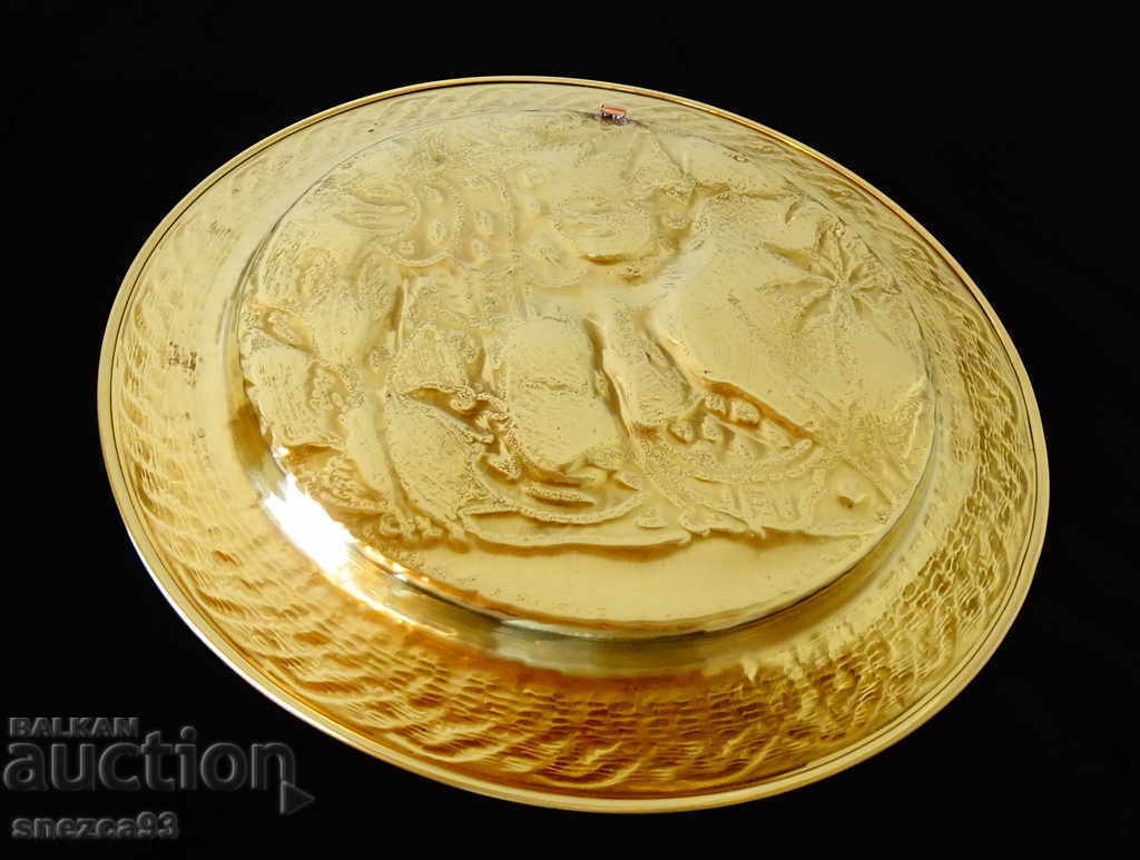 Auction Persian brass plate, platter, camel Auction Persian brass plate, platter, camel