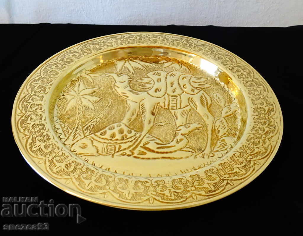 Persian brass plate, platter, camel - 6 Persian brass plate, platter, camel - 6