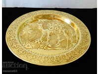 Persian brass plate, plateau, camel.