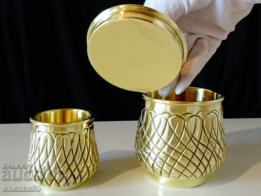 Double-walled whiskey glass, mug, sugar bowl made of brass - 5 Double-walled whiskey glass, mug, sugar bowl made of brass - 5