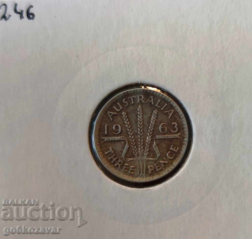 Australia 3 pence 1963 Argint.