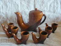 Wine service Shatra Khan Krum jug with 6 glasses of ceramics