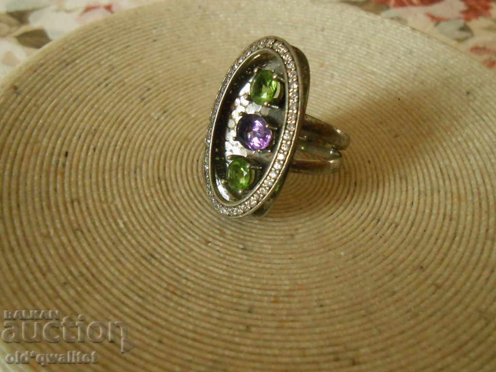 MAGNIFICENT HUGE SILVER RING, 925 SILVER - 7