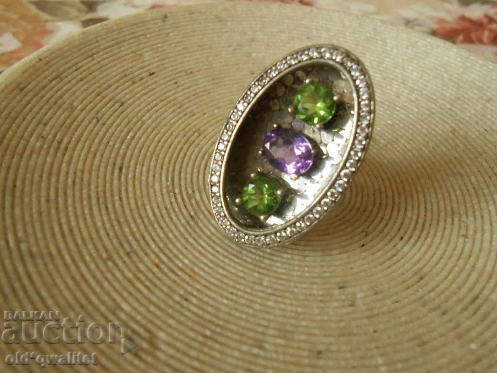 MAGNIFICENT HUGE SILVER RING, 925 SILVER