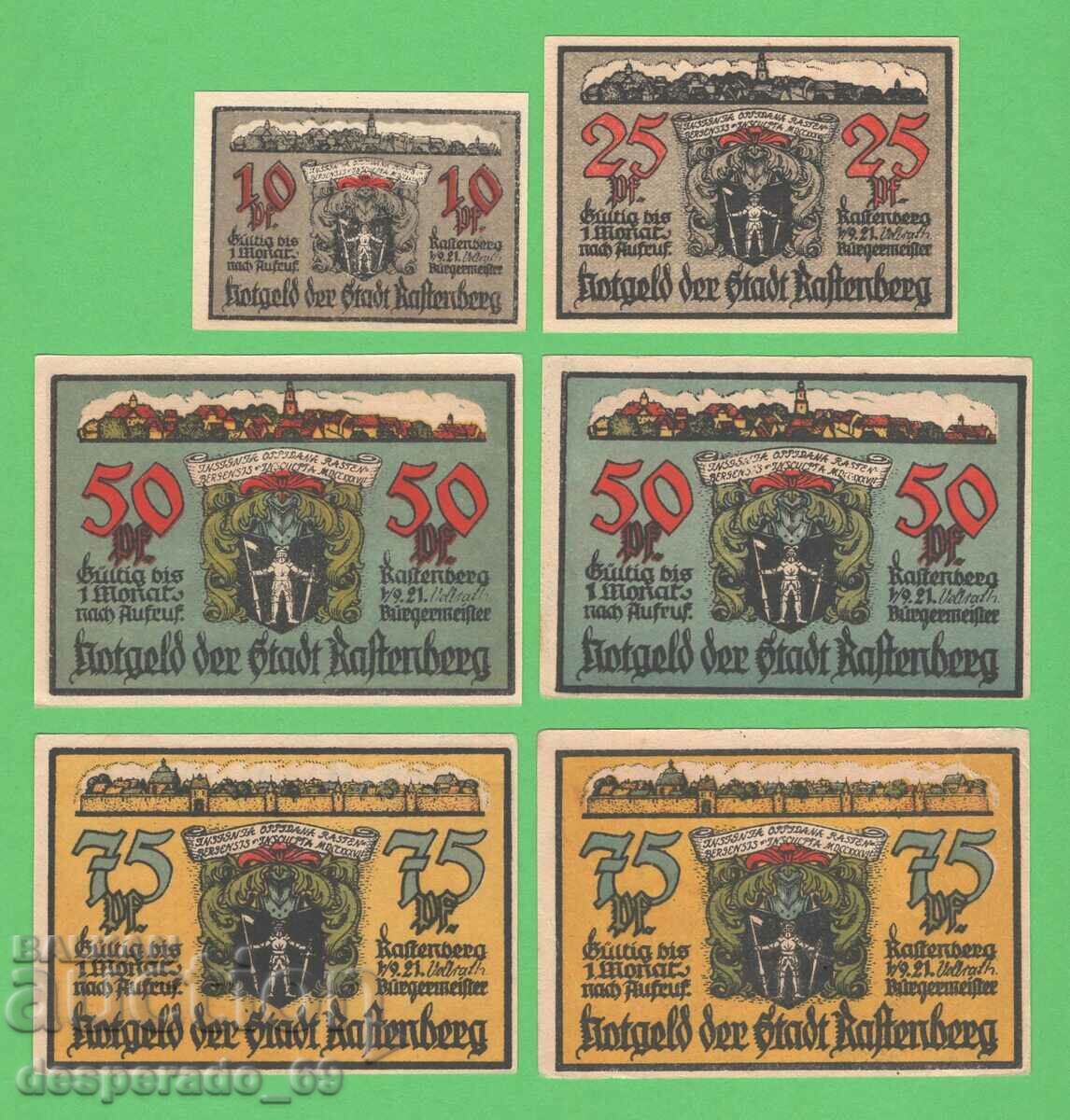 (¯`'•.¸NOTGELD (πόλη Rastenberg) 1921 UNC -6 τεμ. τραπεζογραμμάτια '´¯) με τιμή 16.50 BGN | € 8.44
