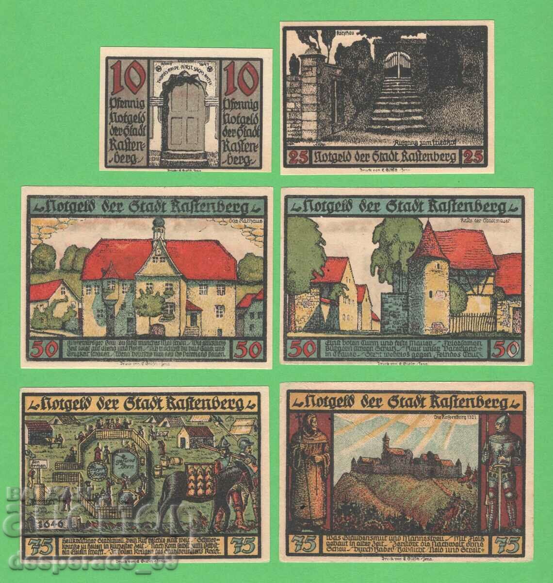 (¯`'•.¸NOTGELD (orașul Rastenberg) 1921 UNC -6 buc. bancnote '´¯)