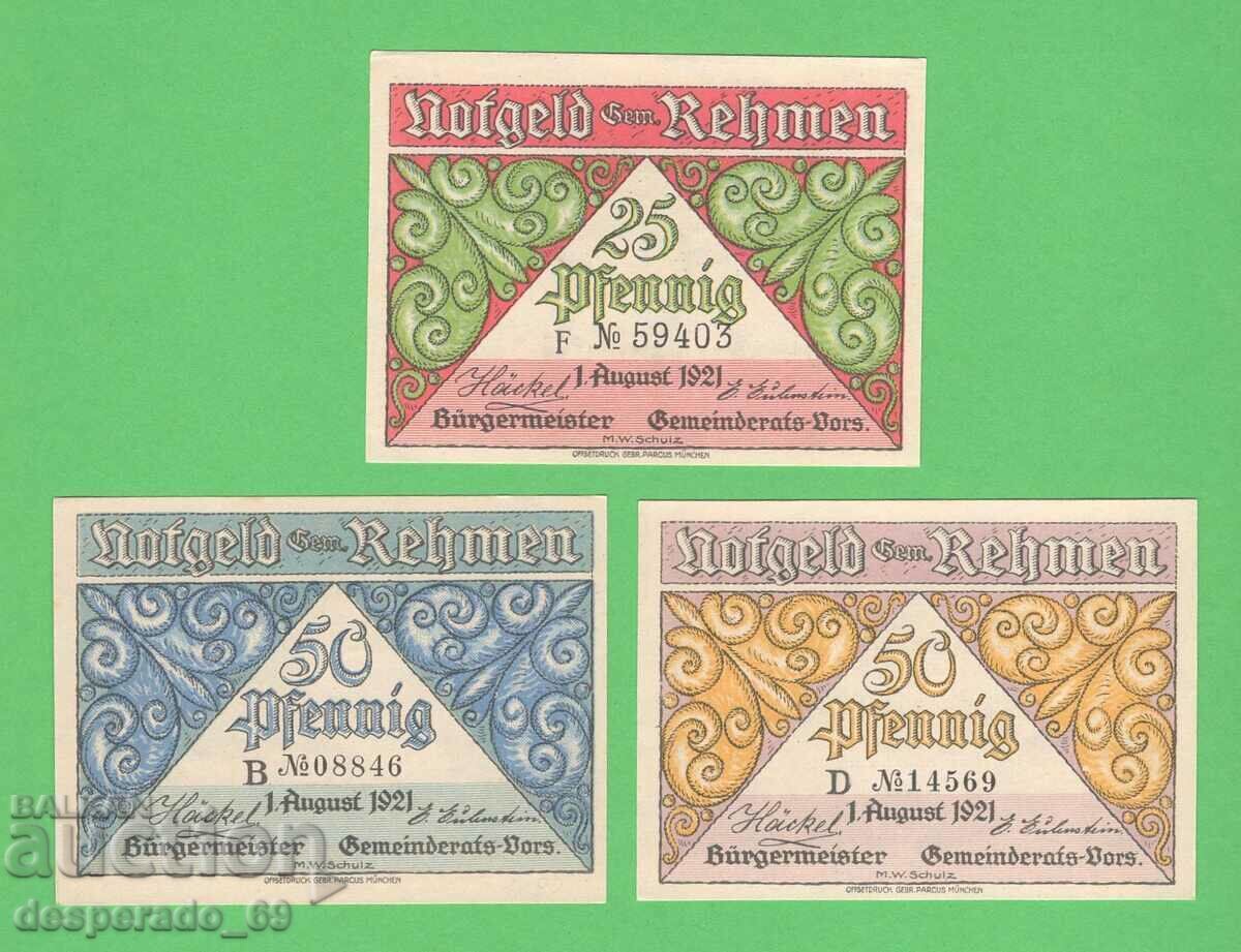 (¯`'•.¸NOTGELD (orașul Rehmen) 1921 UNC -6 buc. bancnote¸.•'´¯) cu preț € 9.00 | 17.60 BGN