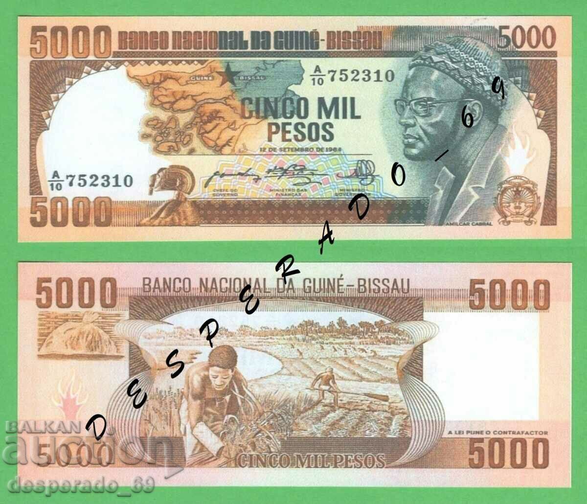 (¯`'•.¸(reproducere) GUINEA-BISSAU 5000 pesos 1984 UNC ´¯)