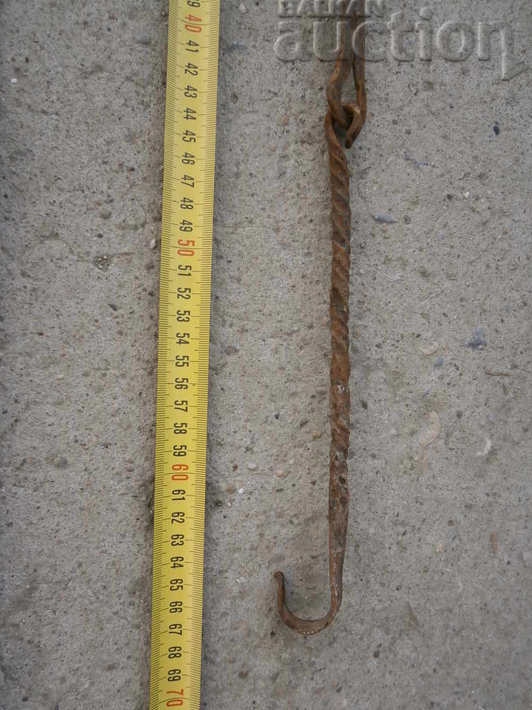 Old forged chain with hook, hearth for hearth chain hook - 5