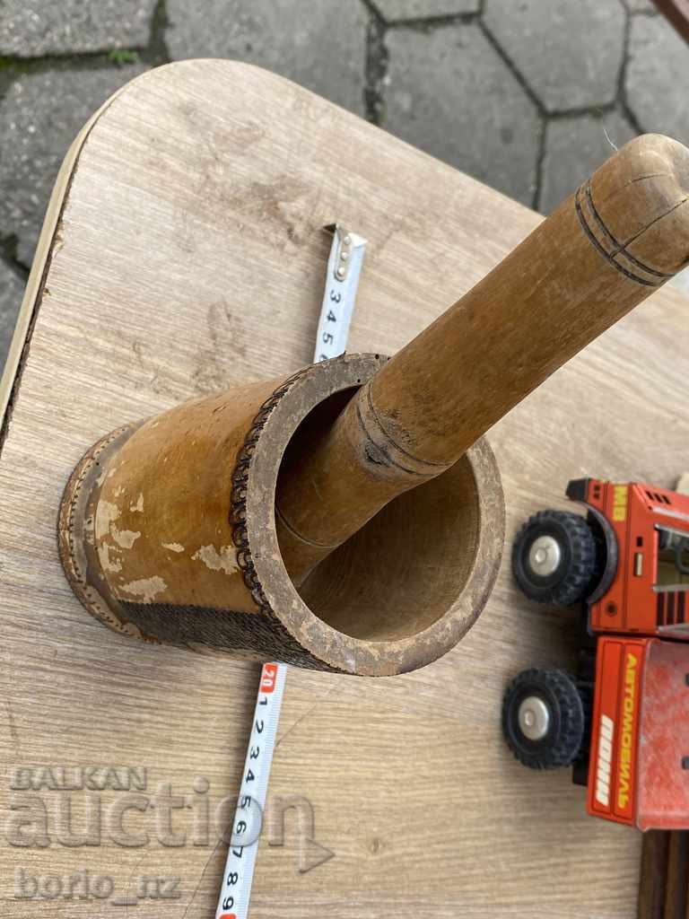 10595. OLD WOODEN PYROGRAPHED HAVAN CHUKALO - 5 10595. OLD WOODEN PYROGRAPHED HAVAN CHUKALO - 5