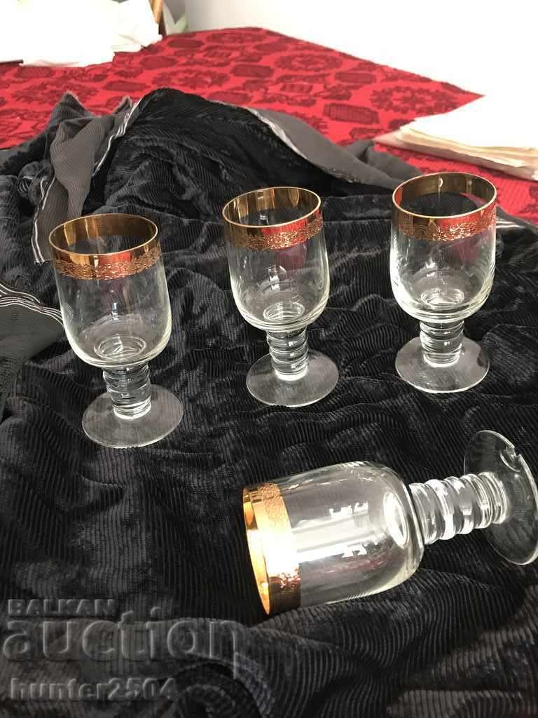 Чаши-,стари, позлатени Вохемия 3бр 13/5,5 см