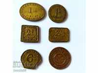 Set of British token coins