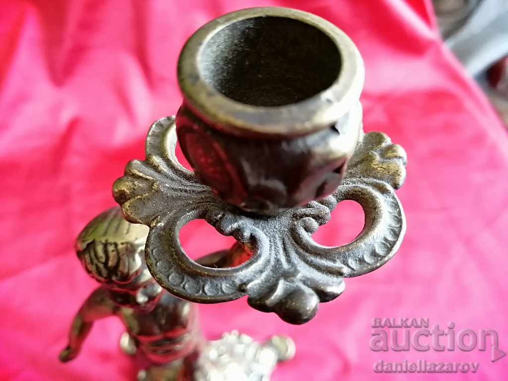 Old Bronze BAROQUE Candlestick Boy - 5 Old Bronze BAROQUE Candlestick Boy - 5