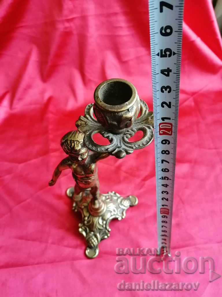Old Bronze BAROQUE Candlestick Boy - 6 Old Bronze BAROQUE Candlestick Boy - 6