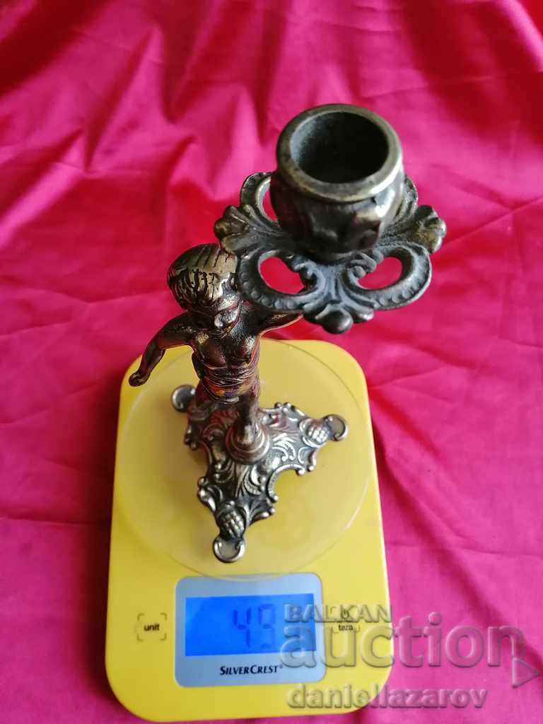 Old Bronze BAROQUE Candlestick Boy - 7 Old Bronze BAROQUE Candlestick Boy - 7