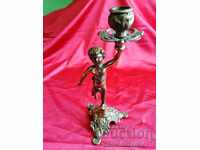 Old Bronze BAROQUE Candlestick Boy