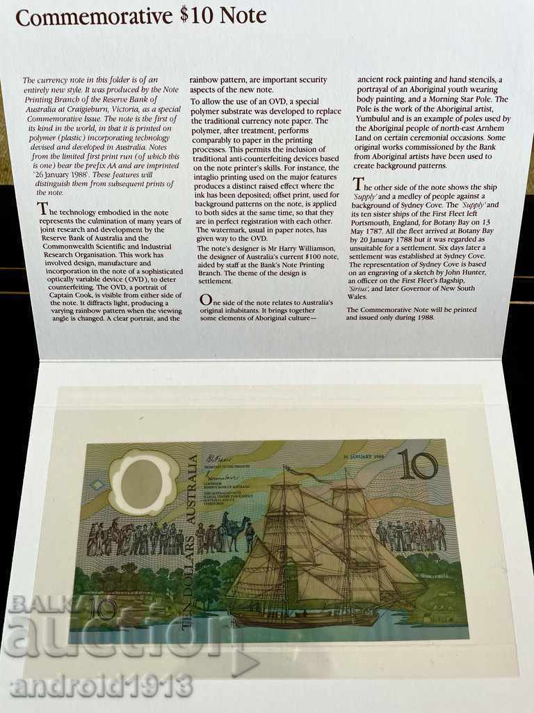 AUSTRALIA - $ 10 1988, P-49a, UNC, JUBILEE - 7 AUSTRALIA - $ 10 1988, P-49a, UNC, JUBILEE - 7