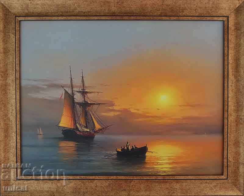 "Moonlight night", seascape, painting "Moonlight night", seascape, painting
