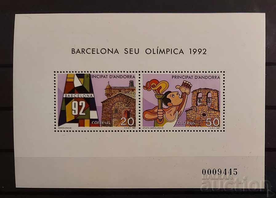 Spanish Andorra 1987 Olympic Games Barcelona '92 Block MNH
