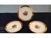 Three pieces of porcelain plates with gilding - Bohemia