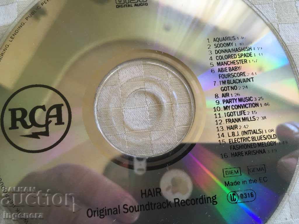 Delivery of CD CD MUSIC-HAIR-2 ISSUE CD Delivery of CD CD MUSIC-HAIR-2 ISSUE CD