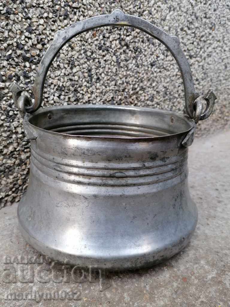 Old copper cauldron, copper, cauldron, forged vessel